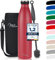 Milu Edelstahl Trinkflasche 350ml 500ml 750ml 1L 1,5L Thermosflasche Isolierte Wasserflasche Auslaufsichere Isolierflasche doppelwandig Kohlensäure geeignet – inkl. Reinigungsbürste (Rot, 1L)