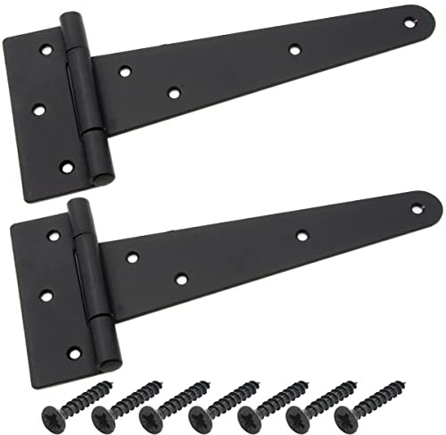BRESKO Kreuzgehänge schwarz Scharnier Torband Türband Ladenband T-Scharniere T-Bänder 2er Set mit Schrauben (200x50x110x2,5 mm)