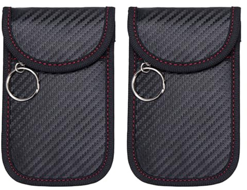 Floatdream 2 fundas para llaves de coche, bolsa de protección de señal RFID, bolsa protectora para la señal de la llave del coche, antirrobo, antiseguimiento y piratería (negro)