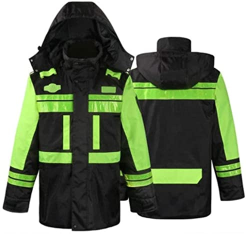 DRMEE Ropa de Trabajo Chaleco Traje reflectante impermeable, chaqueta de color negro de color negro oxford Chaleco de Seguridad Reflectante Alta (Color : A, Size : Large)