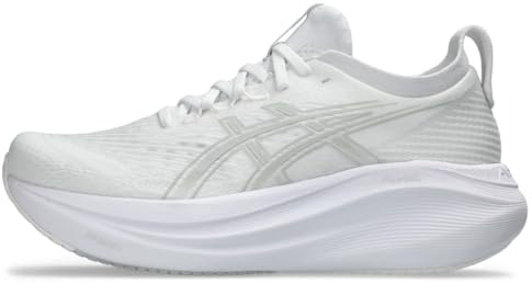 ASICS Gel-Nimbus 27 Damen-Laufschuh, Weiß/Gletschergrau, 39 EU