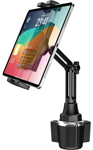 GDZN Supporto Tablet per Portabicchieri Auto, [Braccio Telescopico] Porta Tablet Tazza Camion Compatibile con iPad Pro 12.9 Air Mini, Cellulare, Samsung Tab, Fire HD e Tutti i Dispositivi da 4-13