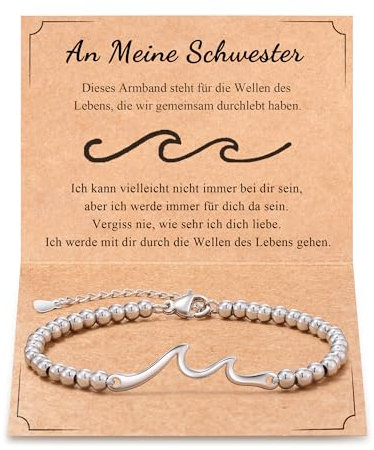 POWWA Schwester Geschenk, Geschenk Schwester Geburtstag Armband Freundin Frauen Damen Valentinstagsgeschenk Weihnachten