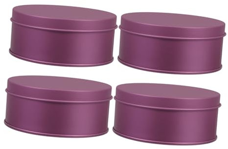 MAGICLULU 4pcs Large Metal Storage Tins Airtight Biscuit Barrel with Lids for Cookies Candies Multipurpose Decorative Kitchen Organiser Purple