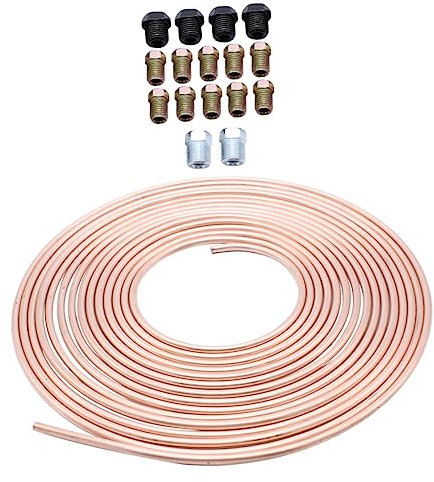 HAWILLOSCH Nickel Copper Brake Line Tube Od Feet Coil for Car Vehicle Auto Brake Tubing Coil Replacement Fitting Kit