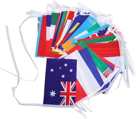 Alipis Schnurflaggen Wimpelkette Internationale Wimpelgirlande Weltflaggenbanner Länderflagge Wimpelkette Nationalflagge Hängender Wimpel Internationales Weltbannerschild