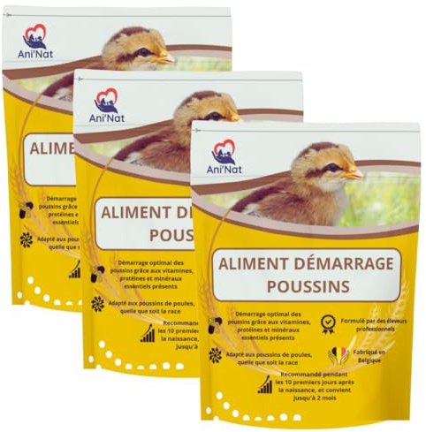 AniNat Alimento starter per pulcini, Cibo 1 ° età con vitamine, proteine e minerali, oli essenziali. Adatto fin dalla nascita. (1,8 kg) (1800 grammi) (3 x 1.8kg)
