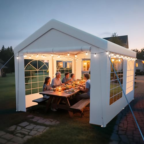 arvioo Carpa para fiestas, haz de tu jardín una zona de fiesta, pabellón 3x4m, resistente al agua, estable, resistente al invierno, resistente a los rayos UV, con 2 paredes laterales y 2 hastiales