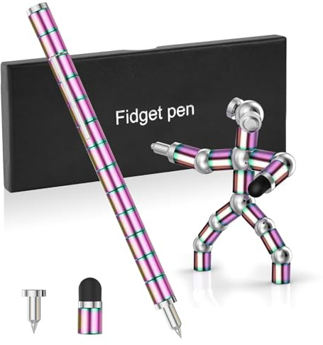 OSDUE Magnetiska pennor, kulspetspenna med presentförpackning svart rolig multifunktionell antistress magnetisk kreativ present till män, kvinnor och tonåringar, färgglad B