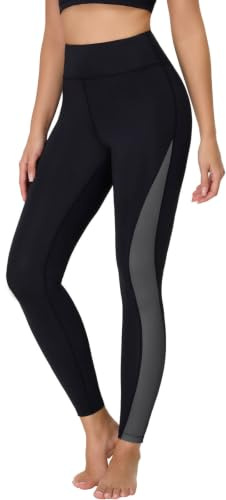 Havideto Legging de natation pour femme - Taille haute - Protection UV UPF 50+ - Séchage rapide - Résistant au chlore - Avec slip intérieur et poches, noir/gris, XL