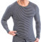 HERMKO Herren Langarm Thermo-Shirt - Warmes Unterziehhemd mit angerautem Innenmaterial für kalte Tage 3664005, Größe:D 4 = EU S, Farbe:Marine Ringel