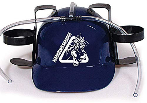 Trinkhelm Spaßhelm mit Printmotiv - Alkoholmissbrauch - 11843 versch. Farben zur Wahl Farbe blau