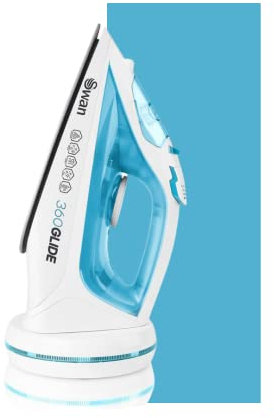 Swan SI16410N 2-in-1 Cord or Cordless Steam Press Iron, Non-Stick Ceramic Soleplate, 2800W, Blue