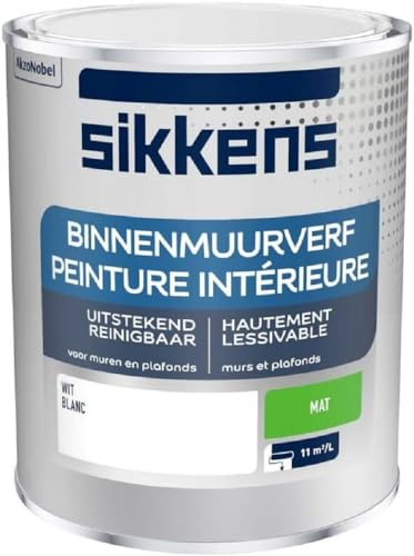 Sikkens - Peinture Intérieure Murs et Plafonds - Finition lisse, facile à appliquer, masque les taches - Mat Blanc 1 L