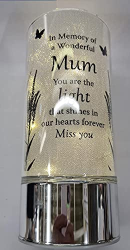 MUM Thoughts of you memorial tube light 20cm glass light tube 3AA Batteries NOT INCLUDED
