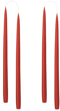 Kunstindustrien® Tapered Candles, Made in Denmark, 42 Colours Available, Dripless & Smokeless Dinner Candles, Solid Candles Long Burning 15 Hours, Unscented Candle Gift Set, 4pcs. 2.2 x 35cm (Rust)