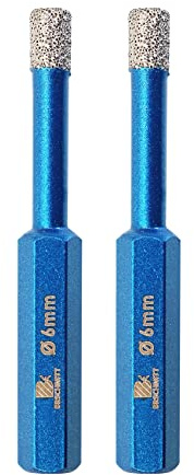 Punte Trapano Diamantate 6mm- BRSCHNITT foretto diamantato per Gres Porcellanato Piastrelle Ceramica granito Marmo(2 pezzi)..