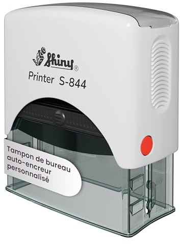 JUST REFINE® Tampon Encreur Personnalisable - Auto-encreur 22x58mm - Tampon Personnalisé pour l'Adresse, le Nom ou l'Entreprise, Différentes Tailles Disponibles (Blanc, jusqu'à 4 Lignes Possibles)
