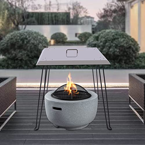 Hanmorfarbi Deflettore termico in acciaio inox, per focolare di fuoco e focola di calore, pieghevole, con maniglia, per interni ed esterni, per minori di 61 x 61 x 61 cm, DLDRZMY300-1-LRX-D