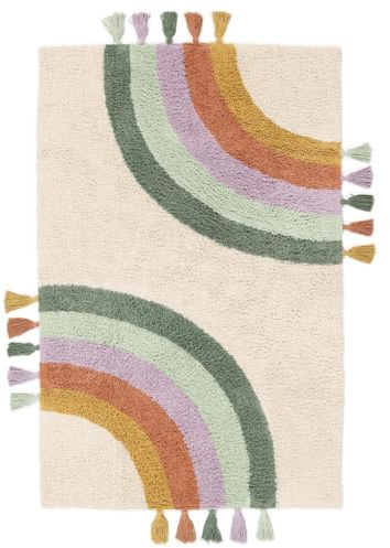 RugVista Rainbow, Kinderteppich, 100 x 160 cm, Rechteckig, Mittlerer Stapel, Kinderzimmer, Maschinenwäsche, Ohne gefährliche Chemikalien, Off Weiß/Multi