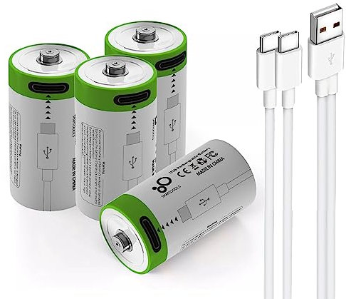 USB CR2 Lithium Ionen Aufladbare Akku, 3.7V 300mAh wiederaufladbarer batterien RCR2 CR15H270 15270 Akku, 1.5H Schnellladung, 1200 Zyklen mit Typ C Anschlusskabel, konstanter Ausgang, 4er-Pack
