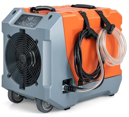 SOARS Déshumidificateur d'Air 85L/Jour, Déshumidificateur Électrique Commercial & Industriel avec Pompe d'Évacuation Automatique, Tuyau d'Évacuation, Minuterie 24H, pour Cave, Usine, Entrepôt (Orange)