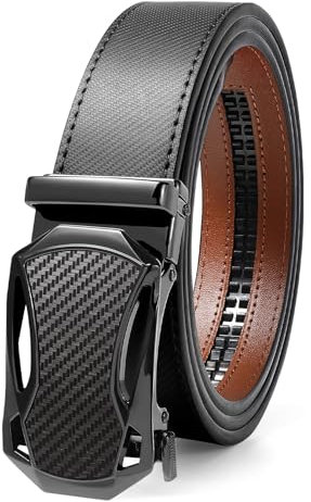 WERFORU Herren Gürtel Leder Automatik Ratsche Ledergürtel für Männer Anzug Business Kleidung, Breit 35mm, Schwarz