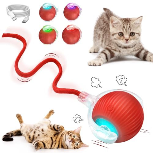DAOUZL Jouet Interactif Balle pour Chat, Jouet Intelligent pour Chat, Electric Cat Toy Ball, Mouvement irrégulier, 3 Modes de Travail, Balle Roulante Automatique pour Chats Et Chiens