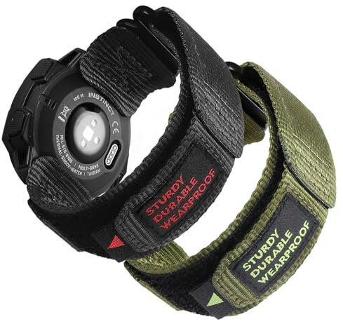OTOPO Uhrenarmbänder für Garmin Instinct/Instinct 2 Solar/Instinct3 45mm Armband, Robust Nylon Sport Ersatzarmband für Herren und Damen für Garmin Instinct Tactical/Esports/Solar/Tide -Schwarz Grün