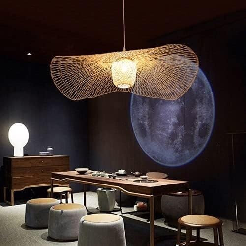 Lustre chinois en bambou Tropical, rustique, en forme de chapeau de paille, abat-jour Globe, plafonnier en rotin tissé à la main, pour Chambre à coucher