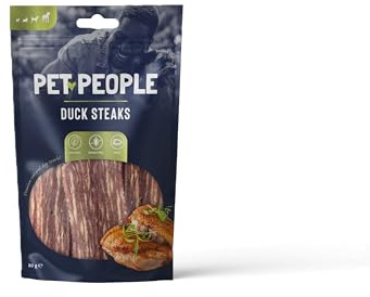 Pet People Duck Steaks 80g, Natural, Grain Free, High Protein, Dental Care, Dog Snacks - 8pc, 80g (1 Bag)
