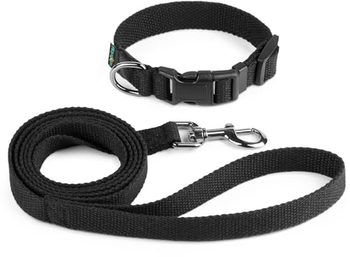 Set con Collare Gatti Cane Taglia Piccola Media Regolabile 25-40cm e 1,5M Guinzaglio per Cani Accessori Addestramento di Cotone per Cani Taglia Piccola Media Grande Allenamento&Passeggiate(Large 2cm)