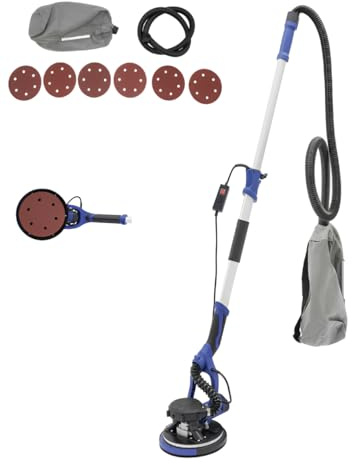 Trockenbauschleifer, 750 Watt Elektroschleifer, Deckenschleifer Ø 255mm, 6 variablen Geschwindigkeiten, 800-1800 U/min, LED-Beleuchtung (inkl. 6 x Schleifpapier, 2 x Kohlebürsten)