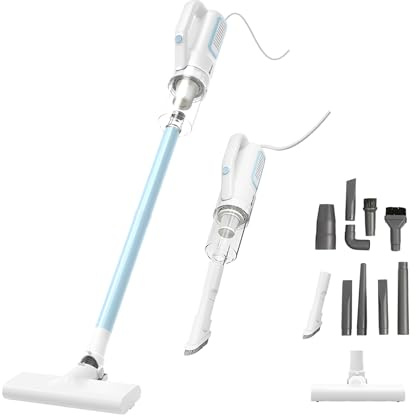SIMPLUS 9-in-1 Staubsauger mit Kabel 400W, 16KPa Stielstaubsauger & Handstaubsauger, 1kg Leicht, HEPA F8, 4m Kabel, Beutellos, für Hartboden Teppich Tierhaare