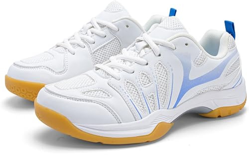 Wizeny Zapatos De Tenis De Mesa para Hombre Zapatillas De Bádminton Zapatos De Entrenamiento De Fitness Transpirables,White Blue,44 EU