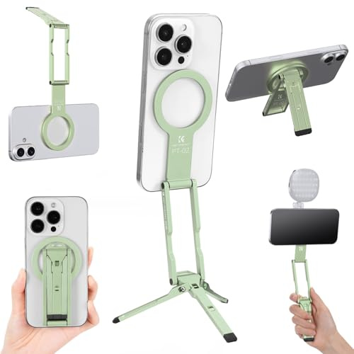 K&F CONCEPT Mini Trípode Magnético Ultrafino 7mm para Móvil iPhone Verde