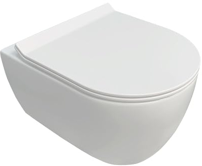 NEG Design Hänge-WC NEG Uno11RK-Slimline (48,5 cm) randlos & spritzfrei verdeckte Montage mit Nano-Versiegelung inkl. abnehmbarem Softclose WC-Sitz (extraflach)