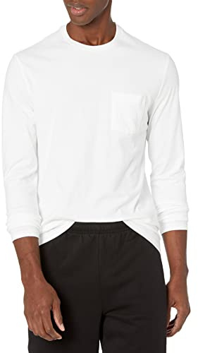 Amazon Essentials Men's Slim-Fit Long-Sleeve T-Shirt, White, M