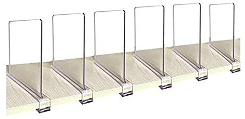 CY craft Acrylic Shelf Divider,Wood Shelf Dividers,Clear Closet Shelf Separators Clothing Organizer Perfect for Bedroom Shelving Organization and Kitchen Cabinet Shelf Storage,6 PCS
