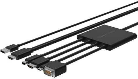Belkin Digitaler Multiport/VGA/HDMI-AV-Adapter (Mini DisplayPort, USB-C, unterstützt 4K Ultra HD und Audio), B2B166, Schwarz