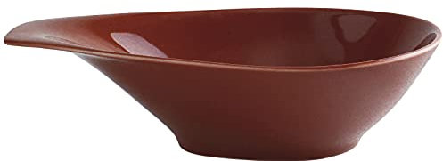 KAHLA Homestyle Schale mit Griff 0,60 l siena red mediterranes Geschirr aus Porzellan mit Steingut- und Keramiklook Suppenschale Salatschale oval 500 ml bis 600 ml rot