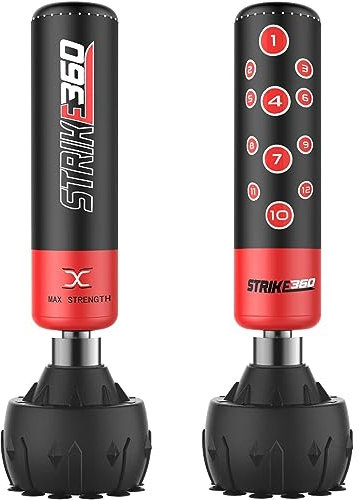 Max Strength Boxsack, freistehend, 1,8 m, strapazierfähig, mit Zielständer, ideal für Kickboxen, Boxen, verschiedene Kampfsportarten und MMA-Trainingsgeräte 183 cm Schwarz