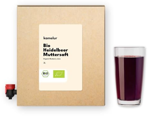 3 litres de jus de myrtille BIO - 100% de jus direct de myrtilles forestières BIO mûres, jus mère de myrtille sans additifs - jus de myrtille en boîte de jus pratique