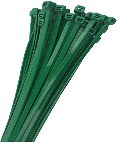 KnnX Bridas para Cables, 200 x 4,8 mm, Nylon Resistente, Color Verde, 50 Unidades, 22,43 kg de Tracción