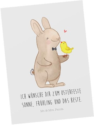 Mr. & Mrs. Panda Fotokarte Hase Küken - Geschenk, Grußkarte, Kunstkarten, Postkarte, Ansichtskarte, Postkarten, Ostern