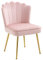 HOMCOM Shell Luxe Velvet Accent Chair with Gold-tone Metal Legs, Modern Vanity Chair for Living Room, Bedroom, Home Office, Pink