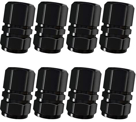 8Pcs Valve Caps Car Tyre Valve Caps Aluminum Tire Valve Cap Dust Caps with Rubber Ring, Dust Proof Stem Covers for Cars, SUVs, Bike and Bicycle, Motorcycles (Black)