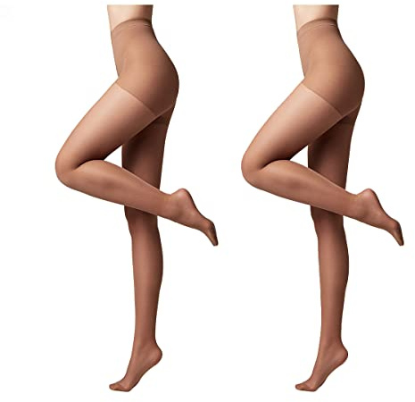 Conte elegant Pack de 2 pantis moldeadores de mujer - estimula la circulación sanguínea, pantis moldeadores pantis finos de mujer - ACTIVE 20 color marrón talla 5
