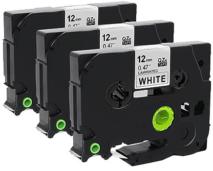 Molabel 3er-Pack kompatible TZe-231 Schriftbänder für Brother TZe-231 / TZ-231, 12 mm (0,47 Zoll) laminiert, weißes Band mit schwarzer Schrift, kompatibel mit P-Touch PT-H100R, PT-H105, PT-H100LB.