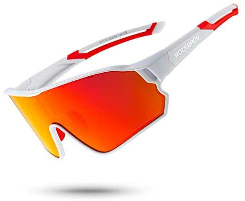 ROCKBROS Polariserande solglasögon, sportsolglasögon, UV 400-skydd, TR90-båge, glasögon för utomhussporter som ridning, skidåkning, cykling, löpning, klättring, fiske, körning och snowboardåkning